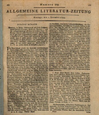 Allgemeine Literatur-Zeitung (Literarisches Zentralblatt für Deutschland) Montag 1. Dezember 1794