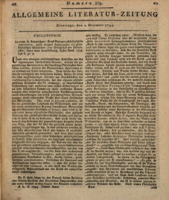 Allgemeine Literatur-Zeitung (Literarisches Zentralblatt für Deutschland) Dienstag 2. Dezember 1794