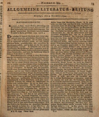 Allgemeine Literatur-Zeitung (Literarisches Zentralblatt für Deutschland) Montag 8. Dezember 1794