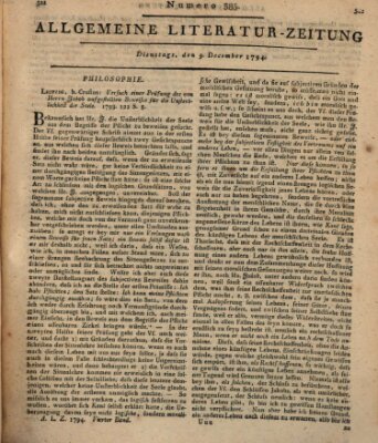 Allgemeine Literatur-Zeitung (Literarisches Zentralblatt für Deutschland) Dienstag 9. Dezember 1794