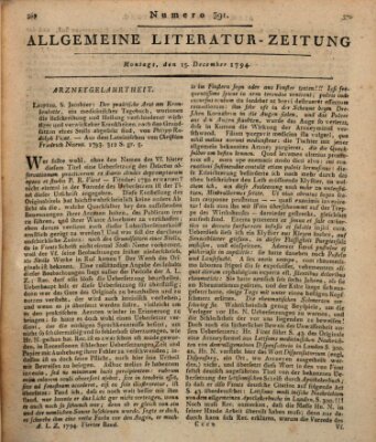 Allgemeine Literatur-Zeitung (Literarisches Zentralblatt für Deutschland) Montag 15. Dezember 1794