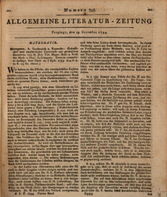 Allgemeine Literatur-Zeitung (Literarisches Zentralblatt für Deutschland) Freitag 19. Dezember 1794