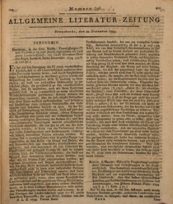 Allgemeine Literatur-Zeitung (Literarisches Zentralblatt für Deutschland) Samstag 20. Dezember 1794