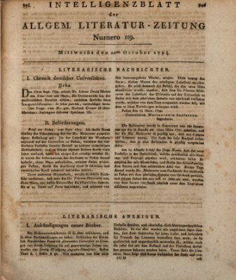 Allgemeine Literatur-Zeitung (Literarisches Zentralblatt für Deutschland) Mittwoch 22. Oktober 1794