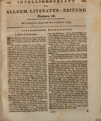 Allgemeine Literatur-Zeitung (Literarisches Zentralblatt für Deutschland) Mittwoch 19. November 1794