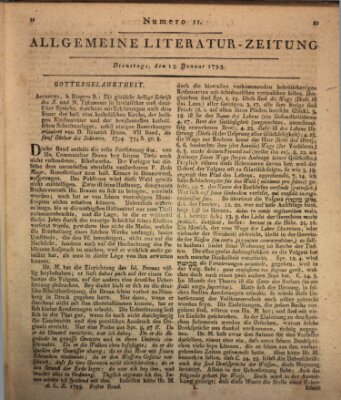 Allgemeine Literatur-Zeitung (Literarisches Zentralblatt für Deutschland) Dienstag 13. Januar 1795