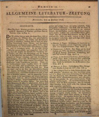 Allgemeine Literatur-Zeitung (Literarisches Zentralblatt für Deutschland) Mittwoch 14. Januar 1795