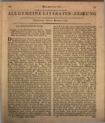 Allgemeine Literatur-Zeitung (Literarisches Zentralblatt für Deutschland) Dienstag 20. Januar 1795