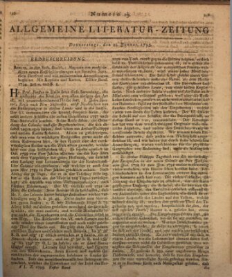 Allgemeine Literatur-Zeitung (Literarisches Zentralblatt für Deutschland) Donnerstag 22. Januar 1795