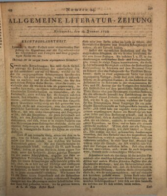 Allgemeine Literatur-Zeitung (Literarisches Zentralblatt für Deutschland) Mittwoch 28. Januar 1795