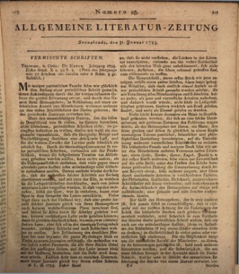 Allgemeine Literatur-Zeitung (Literarisches Zentralblatt für Deutschland) Samstag 31. Januar 1795