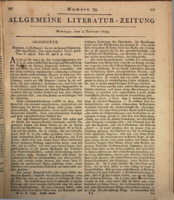 Allgemeine Literatur-Zeitung (Literarisches Zentralblatt für Deutschland) Montag 9. Februar 1795