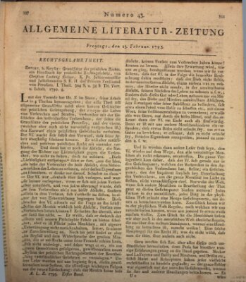 Allgemeine Literatur-Zeitung (Literarisches Zentralblatt für Deutschland) Freitag 13. Februar 1795