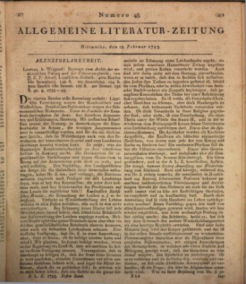 Allgemeine Literatur-Zeitung (Literarisches Zentralblatt für Deutschland) Mittwoch 18. Februar 1795