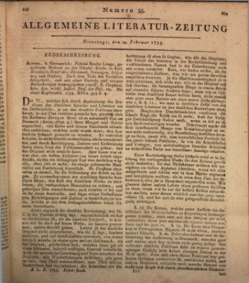 Allgemeine Literatur-Zeitung (Literarisches Zentralblatt für Deutschland) Dienstag 24. Februar 1795