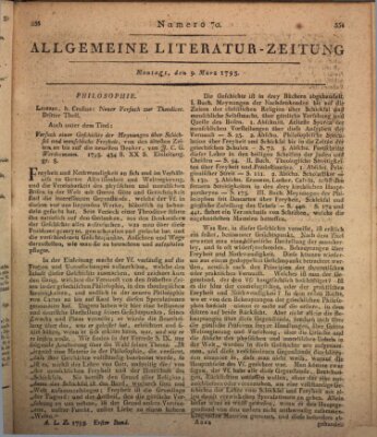 Allgemeine Literatur-Zeitung (Literarisches Zentralblatt für Deutschland) Montag 9. März 1795