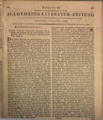 Allgemeine Literatur-Zeitung (Literarisches Zentralblatt für Deutschland) Samstag 14. März 1795