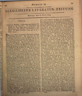 Allgemeine Literatur-Zeitung (Literarisches Zentralblatt für Deutschland) Montag 16. März 1795