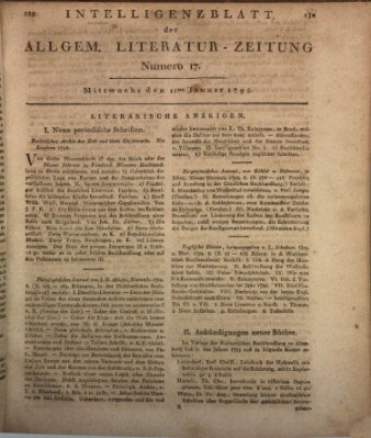 Allgemeine Literatur-Zeitung (Literarisches Zentralblatt für Deutschland) Mittwoch 11. Februar 1795