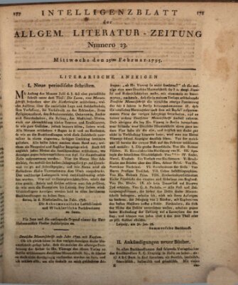 Allgemeine Literatur-Zeitung (Literarisches Zentralblatt für Deutschland) Mittwoch 25. Februar 1795