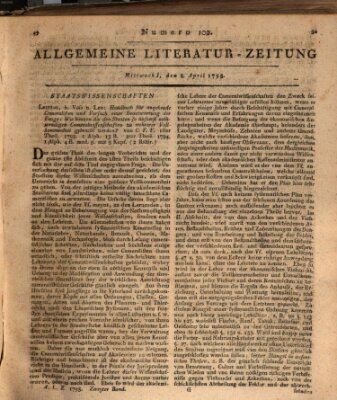 Allgemeine Literatur-Zeitung (Literarisches Zentralblatt für Deutschland) Mittwoch 8. April 1795