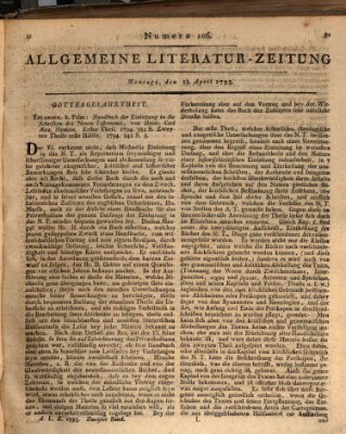 Allgemeine Literatur-Zeitung (Literarisches Zentralblatt für Deutschland) Montag 13. April 1795