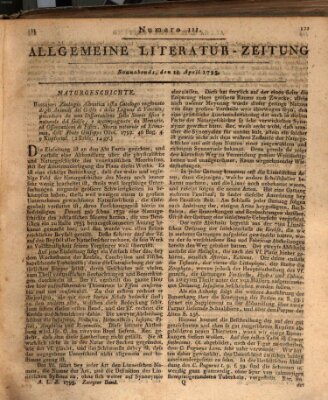 Allgemeine Literatur-Zeitung (Literarisches Zentralblatt für Deutschland) Samstag 18. April 1795