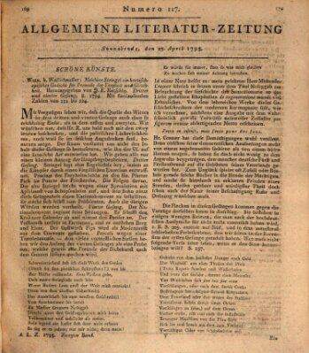 Allgemeine Literatur-Zeitung (Literarisches Zentralblatt für Deutschland) Samstag 25. April 1795