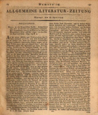 Allgemeine Literatur-Zeitung (Literarisches Zentralblatt für Deutschland) Montag 27. April 1795