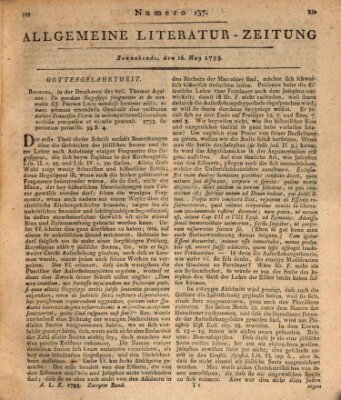 Allgemeine Literatur-Zeitung (Literarisches Zentralblatt für Deutschland) Samstag 16. Mai 1795