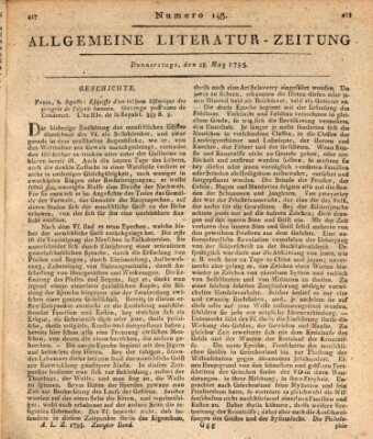 Allgemeine Literatur-Zeitung (Literarisches Zentralblatt für Deutschland) Donnerstag 28. Mai 1795