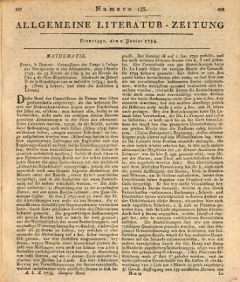 Allgemeine Literatur-Zeitung (Literarisches Zentralblatt für Deutschland) Dienstag 2. Juni 1795