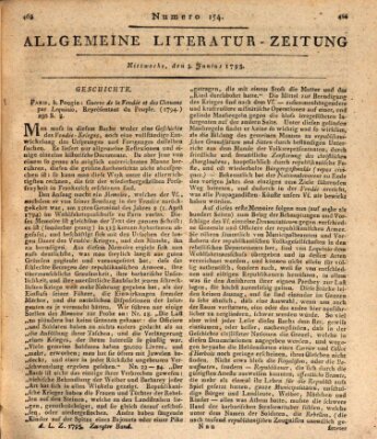 Allgemeine Literatur-Zeitung (Literarisches Zentralblatt für Deutschland) Mittwoch 3. Juni 1795