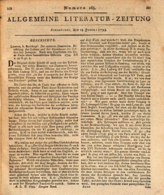 Allgemeine Literatur-Zeitung (Literarisches Zentralblatt für Deutschland) Samstag 13. Juni 1795