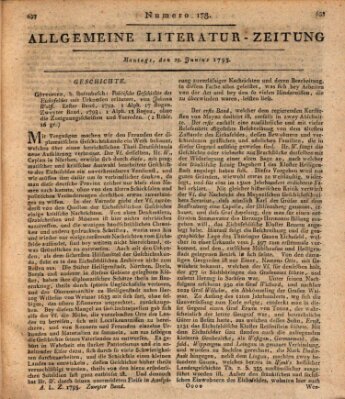 Allgemeine Literatur-Zeitung (Literarisches Zentralblatt für Deutschland) Montag 29. Juni 1795