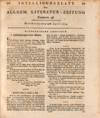 Allgemeine Literatur-Zeitung (Literarisches Zentralblatt für Deutschland) Mittwoch 29. April 1795