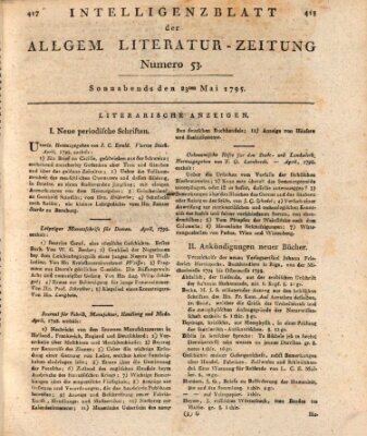 Allgemeine Literatur-Zeitung (Literarisches Zentralblatt für Deutschland) Samstag 23. Mai 1795