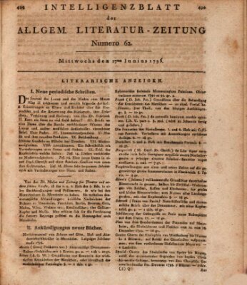 Allgemeine Literatur-Zeitung (Literarisches Zentralblatt für Deutschland) Mittwoch 17. Juni 1795