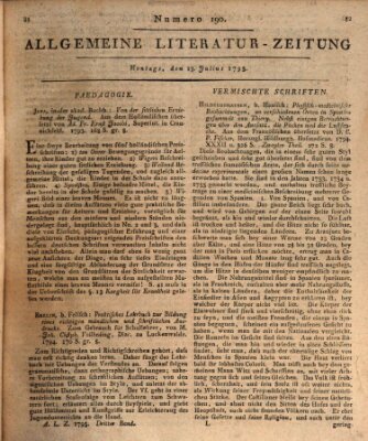 Allgemeine Literatur-Zeitung (Literarisches Zentralblatt für Deutschland) Montag 13. Juli 1795