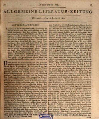 Allgemeine Literatur-Zeitung (Literarisches Zentralblatt für Deutschland) Mittwoch 15. Juli 1795