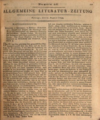 Allgemeine Literatur-Zeitung (Literarisches Zentralblatt für Deutschland) Montag 10. August 1795