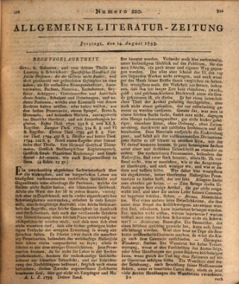 Allgemeine Literatur-Zeitung (Literarisches Zentralblatt für Deutschland) Freitag 14. August 1795