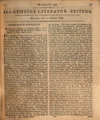 Allgemeine Literatur-Zeitung (Literarisches Zentralblatt für Deutschland) Montag 17. August 1795