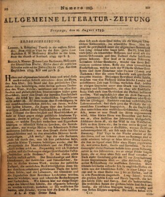 Allgemeine Literatur-Zeitung (Literarisches Zentralblatt für Deutschland) Freitag 21. August 1795