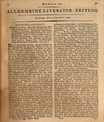 Allgemeine Literatur-Zeitung (Literarisches Zentralblatt für Deutschland) Freitag 4. September 1795