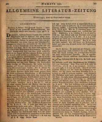 Allgemeine Literatur-Zeitung (Literarisches Zentralblatt für Deutschland) Dienstag 15. September 1795