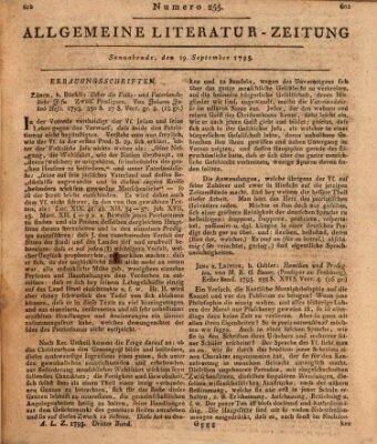 Allgemeine Literatur-Zeitung (Literarisches Zentralblatt für Deutschland) Samstag 19. September 1795