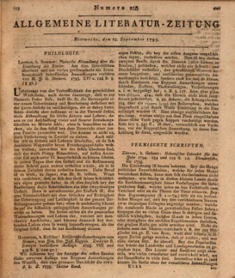 Allgemeine Literatur-Zeitung (Literarisches Zentralblatt für Deutschland) Mittwoch 23. September 1795