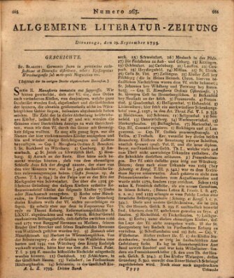 Allgemeine Literatur-Zeitung (Literarisches Zentralblatt für Deutschland) Dienstag 29. September 1795