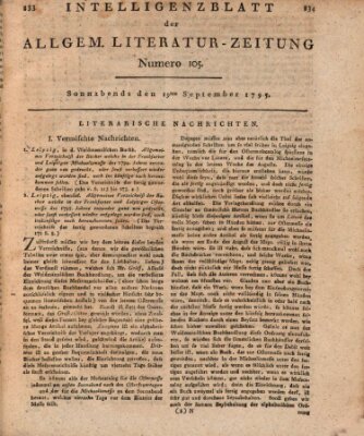 Allgemeine Literatur-Zeitung (Literarisches Zentralblatt für Deutschland) Samstag 19. September 1795